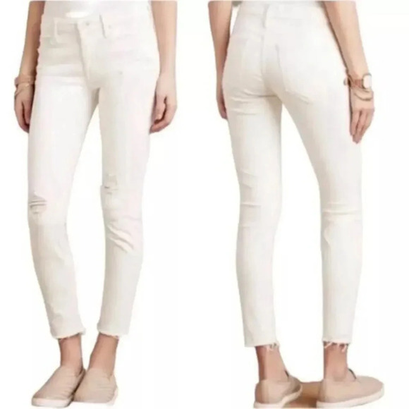 Mother Denim High Waisted Looker Ankle Fray Tea And Biscuits  Size 27 Jeans B895 - Picture 1 of 6